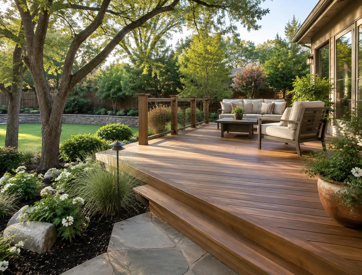 Representative landscaped deck